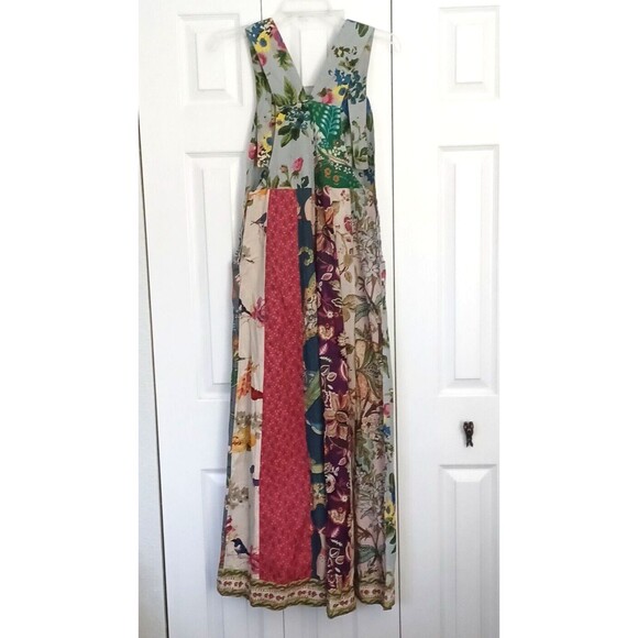 NWT Rahab's Rope Kantha Wide Leg Pants Botanical Motif Patchwork Printed Overall - Picture 13 of 15